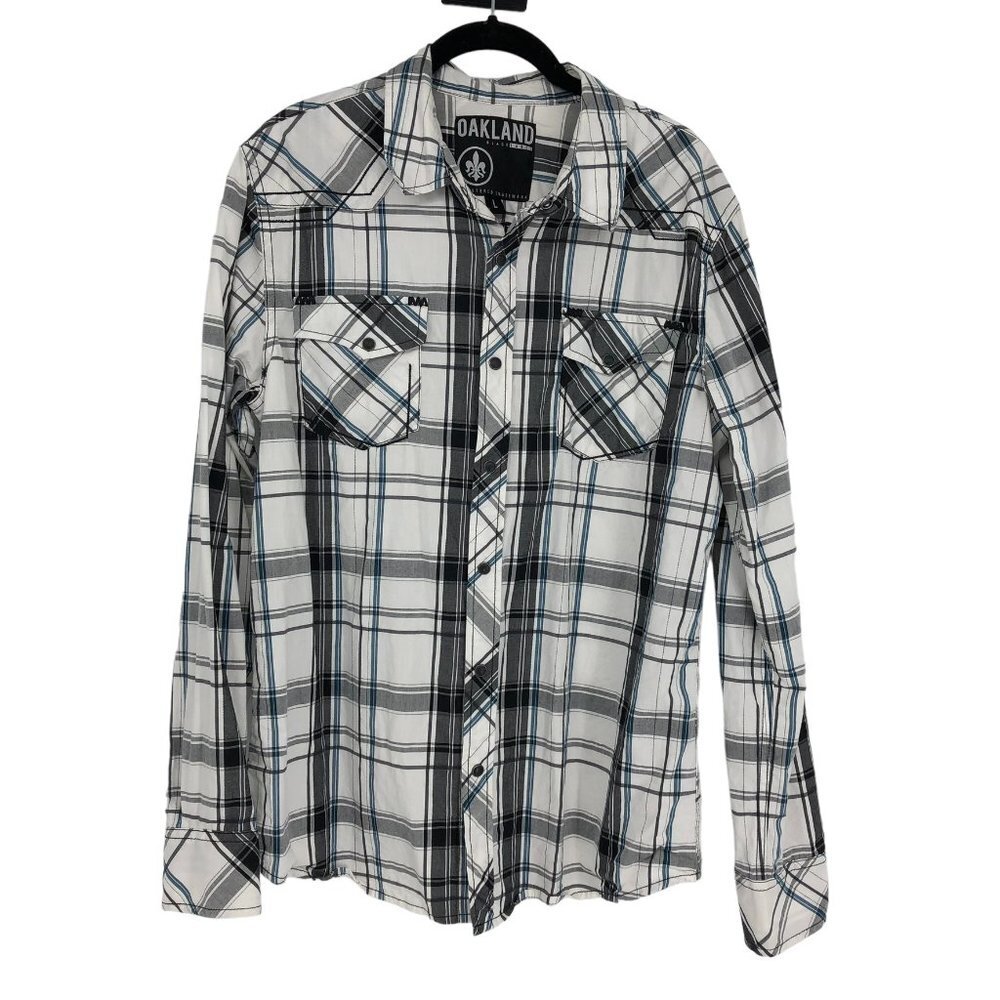Oakland Black Label Regular Fit Button Down Long Sleeve Shirt Size Large
